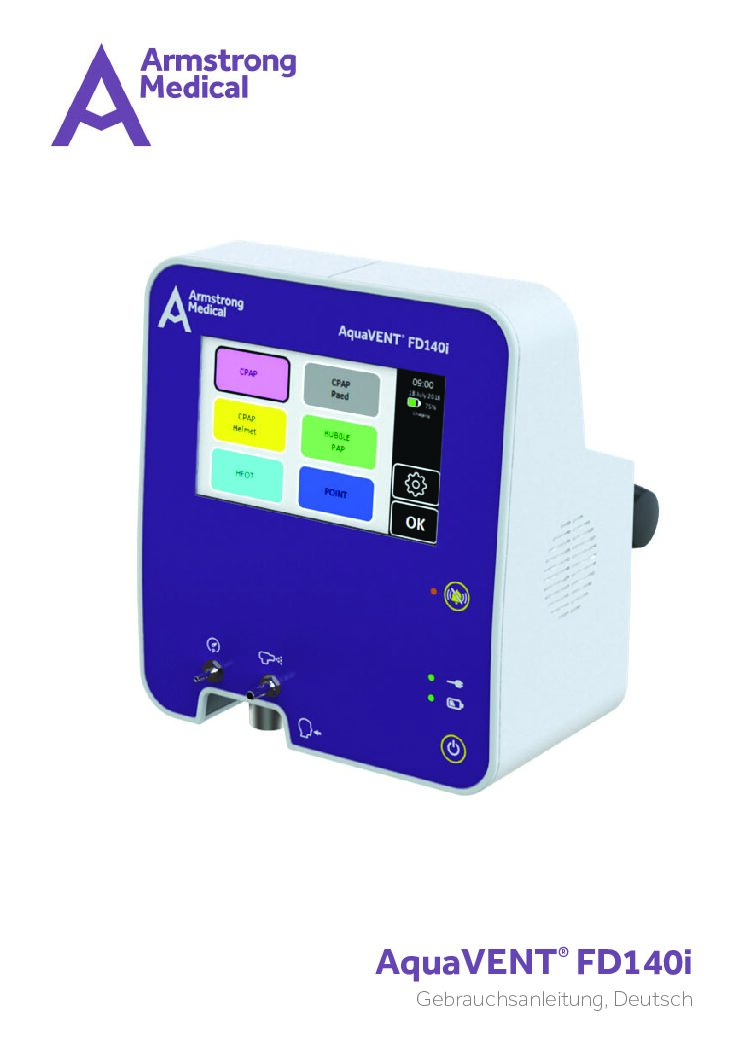 Aquavent FD140i User Manual DE Issue 06 pdf Armstrong Medical | Medical Device Manufacturer