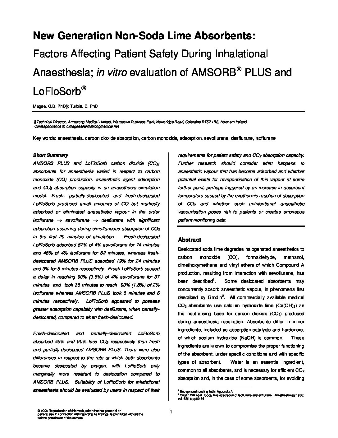 white papers amsorb pdf Armstrong Medical | Medical Device Manufacturer