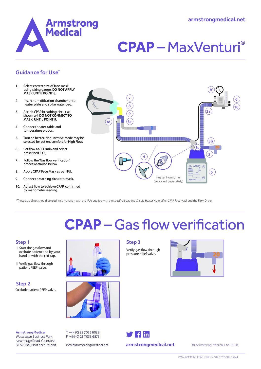 AM CPAP MaxVenturi A4 1pp IFU English 15944 v6 pdf Armstrong Medical | Medical Device Manufacturer