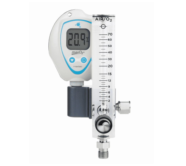 An Armstrong Medical Flow Meter, designed to be connected to high and low flow blenders for respiratory care.